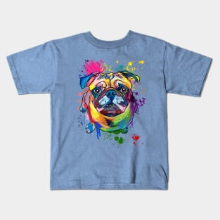 Splatter Paint Pug Kids T-Shirt